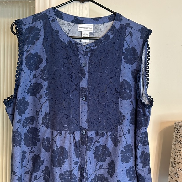 #A013 Liz Claiborne Linen/Cotton Sleeveless Top (XL) - Picture 2 of 6